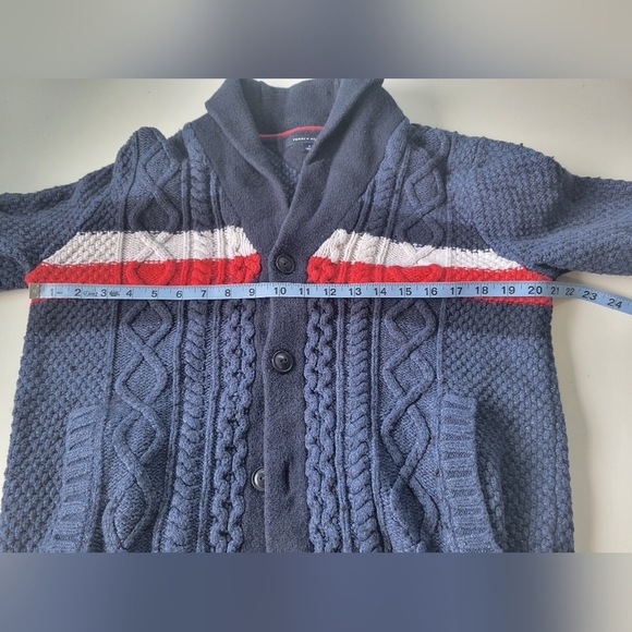 Tommy Hilfiger Men's Classic Blue Flag Striped Cable Knit Cardigan M - Picture 7 of 10